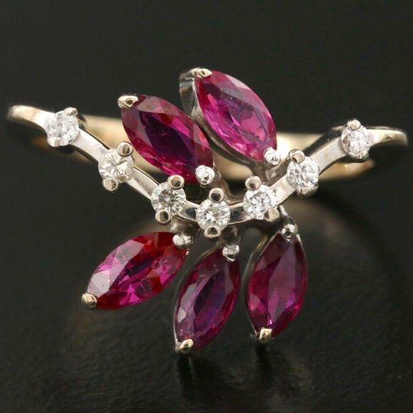 MADE IN ITALY / Diamond & Ruby Designer Ring / 18K Gold
